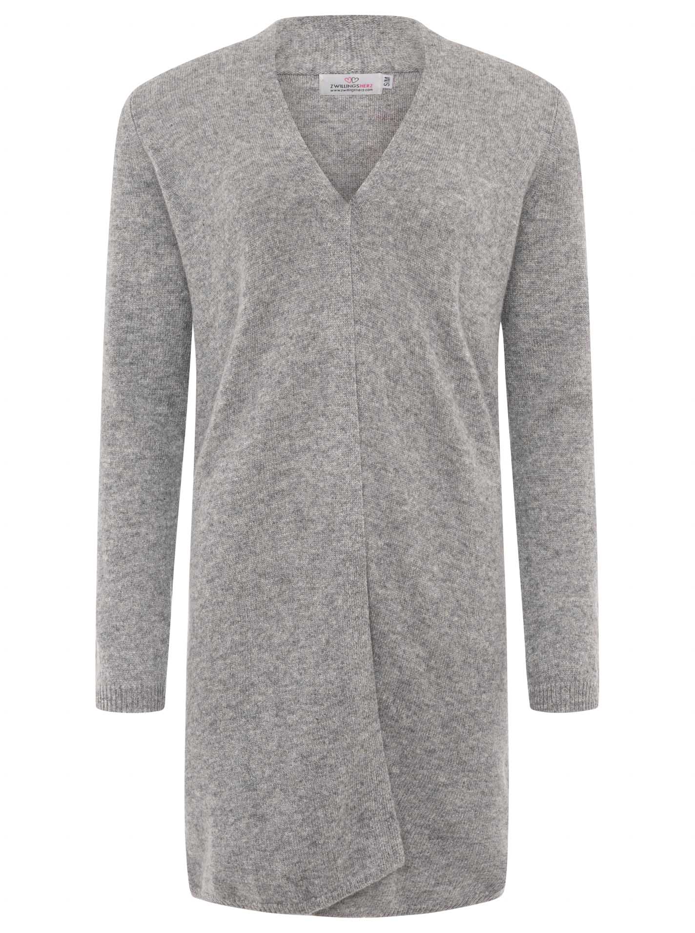 đź’•Zwillingsherz Strickjacke "Uni" Lang 100 % Kaschmir Loose Knit Mittelgrau