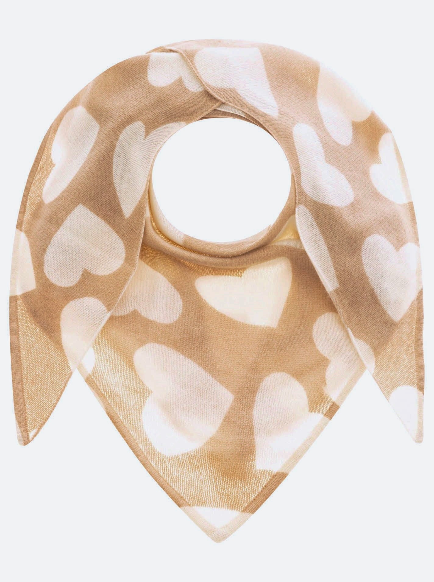 đź’• Zwillingsherz Dreieckstuch "100 % Cashmere Herz" Kaschmir Mittelbeige