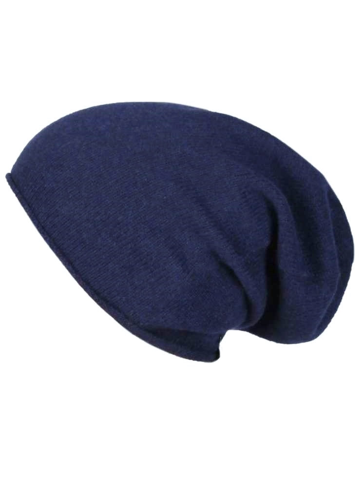 💕 Zwillingsherz Herren Mütze Beanie 100 % Kaschmir Navy