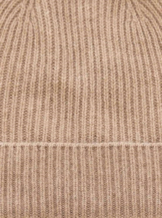 💕 Zwillingsherz Mütze "Ribbon Pattern" 100 % Kaschmir Umschlag Beige