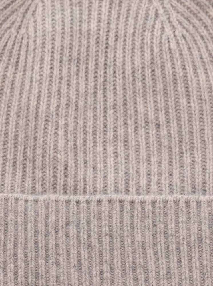 💕 Zwillingsherz Mütze "Ribbon Pattern" 100 % Kaschmir Umschlag Hellgrau