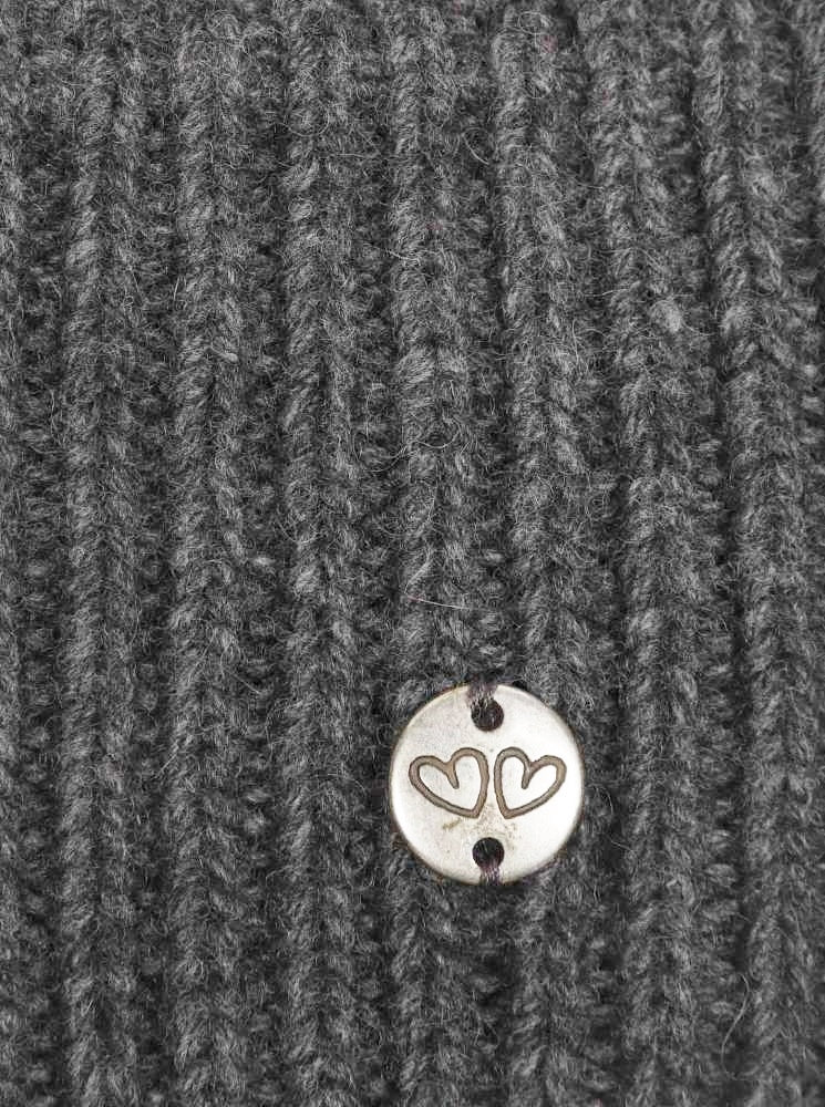 đź’• Zwillingsherz MĂĽtze "Monika" Blogger Beanie Wolle nachhaltig Dunkelgrau