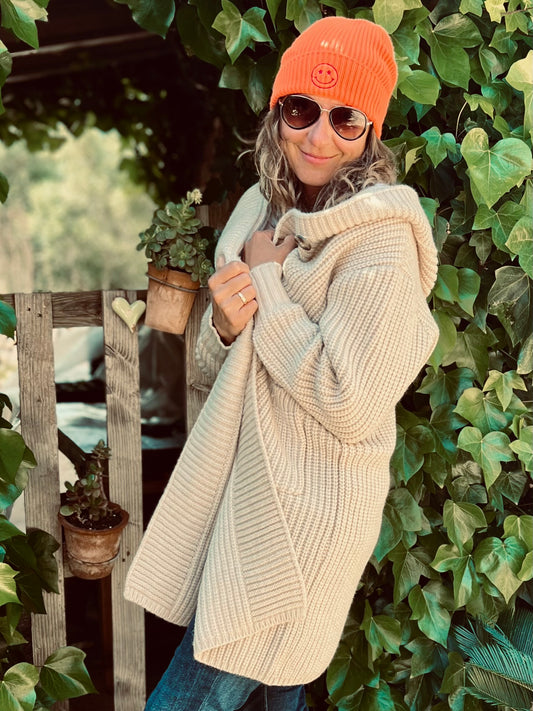 💕 Zwillingsherz Strickjacke "Katinka" Strickmantel Knöpfe Beige