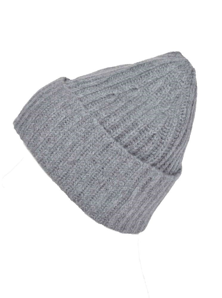 💕 Zwillingsherz Mütze Ribbon Beanie Herren "Luxus" 100 % Kaschmir Gerippt Grau