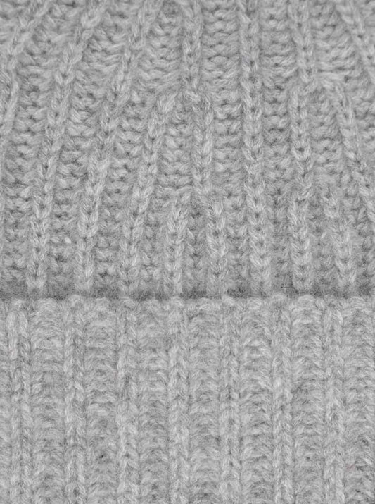 💕 Zwillingsherz Mütze Ribbon Beanie Herren "Luxus" 100 % Kaschmir Gerippt Hellgrau