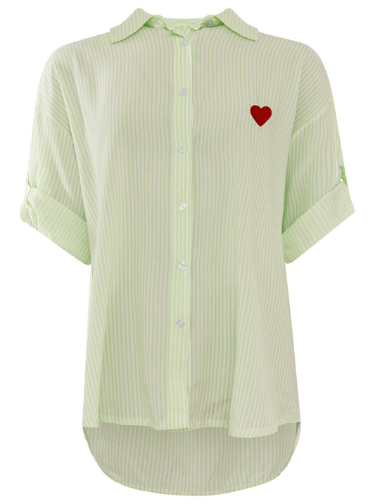 💕 Zwillingsherz Bluse "Streifen & Herz" Grün