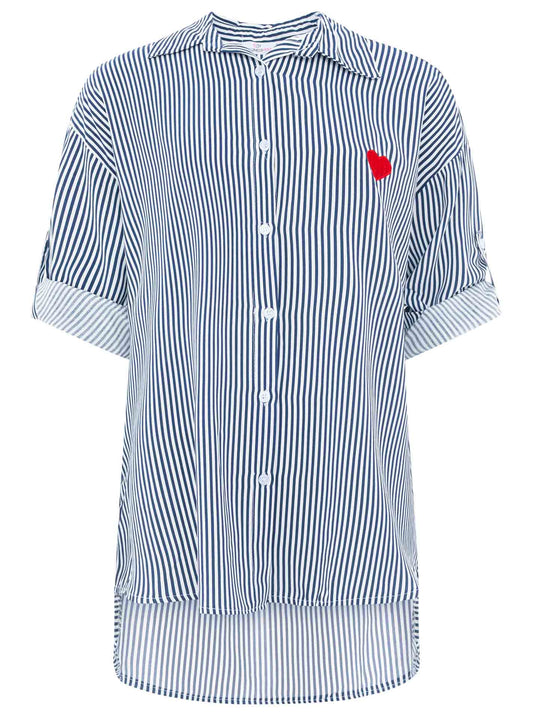 💕 Zwillingsherz Bluse "Streifen & Herz" Blau