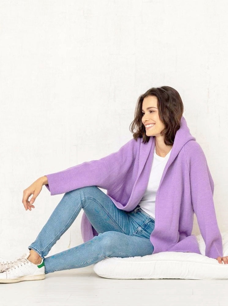 đź’• Zwillingsherz Strickjacke "Annabell" Flieder Strickmantel offen