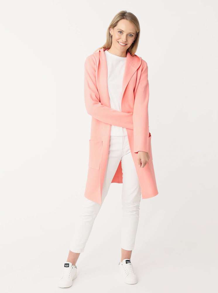 đź’• Zwillingsherz Strickjacke "Janina Basic" Apricot Strickmantel offen