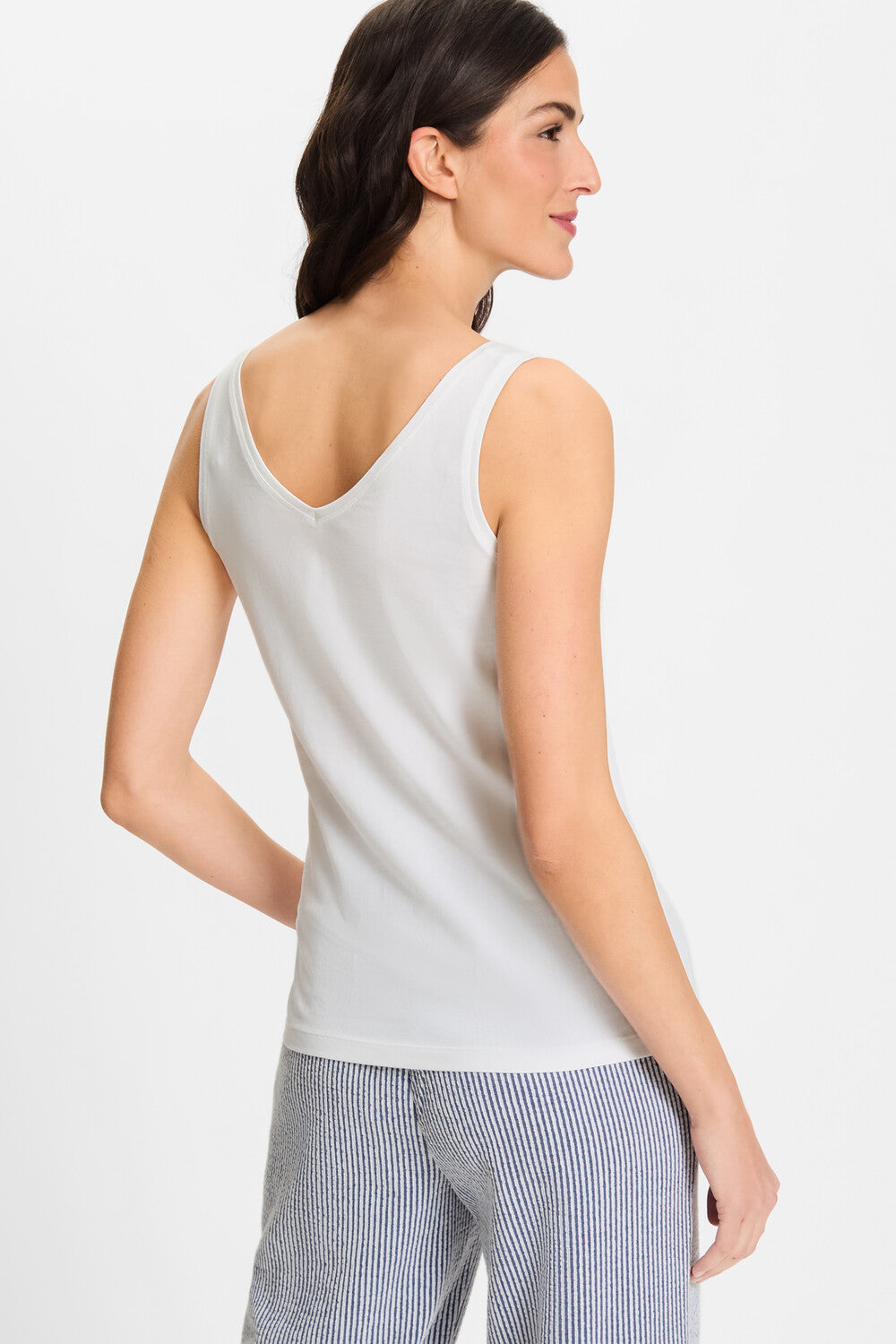 Olsen Top mit V-Ausschnitt und Rundhals Edda White 11103604