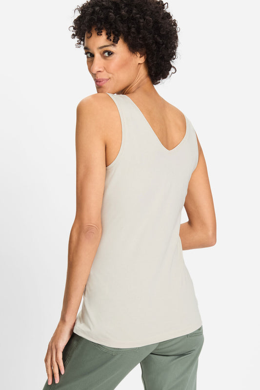 Olsen Top mit V-Ausschnitt und Rundhals Edda Light Stone