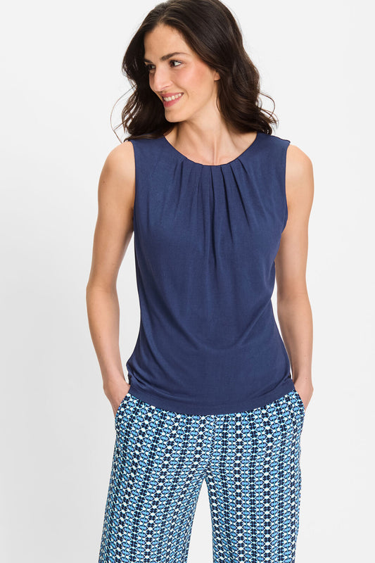 Olsen Top mit modischer Fältelung am Ausschnitt Edda Night Blue 11105050