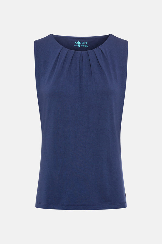 Olsen Top mit modischer Fältelung am Ausschnitt Edda Night Blue 11105050