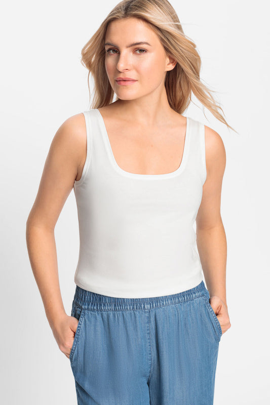 Olsen Top mit V-Ausschnitt und Rundhals Edda Off White 11103604
