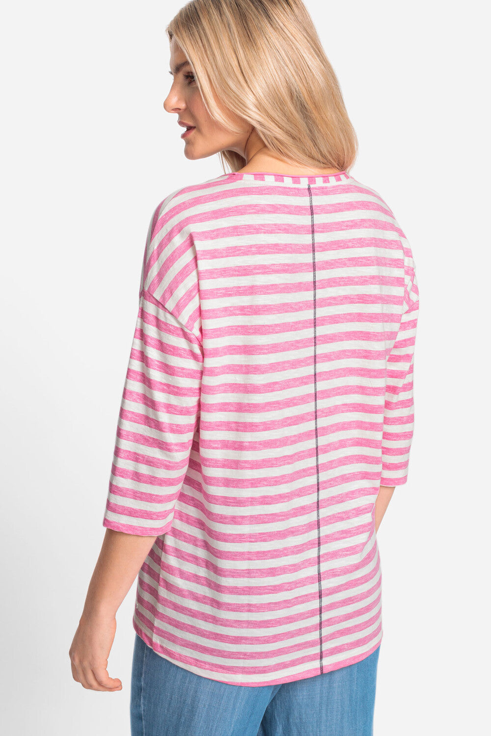 Olsen Shirt mit Streifen und Blütenprint Cosima Candy Pink 11105053