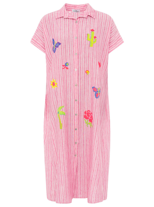 💕 Zwillingsherz XXL Tunika Leinen Mix "Summer & Sun" Pink