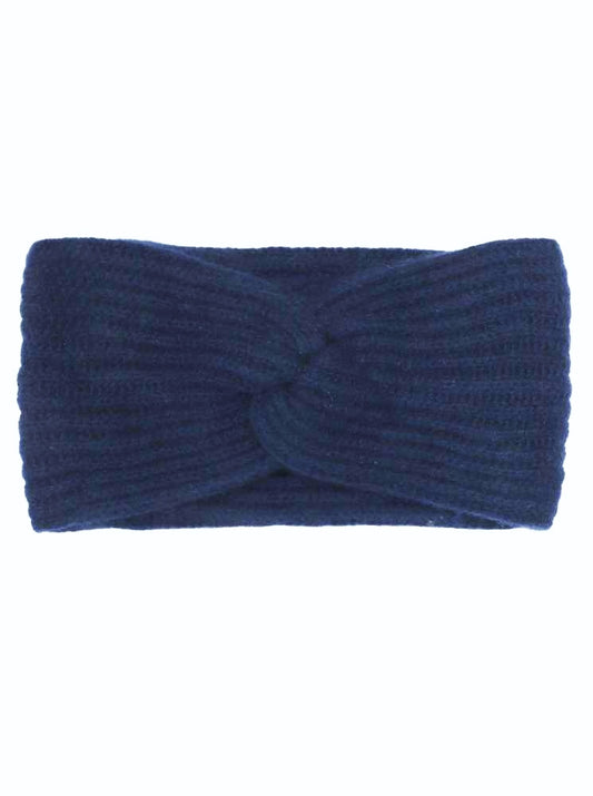 💕 Zwillingsherz Stirnband 100 % Cashmere "Rippen" Kaschmir Navy