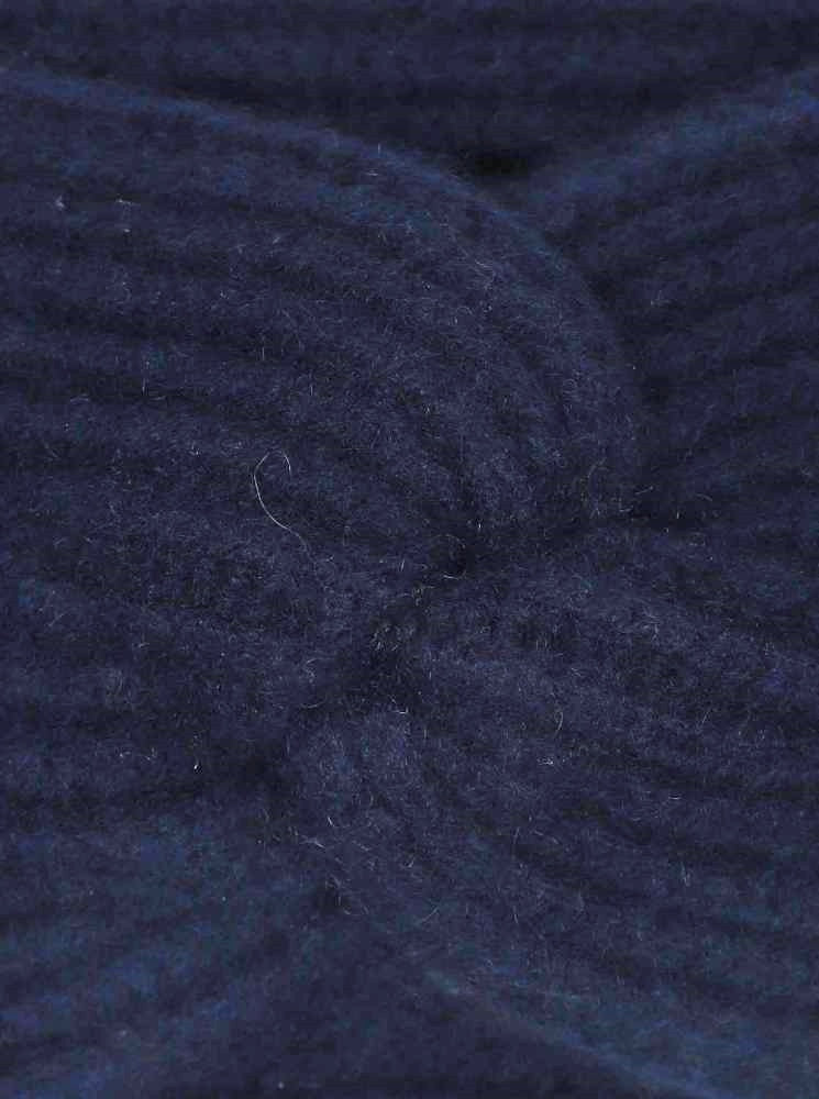 💕 Zwillingsherz Stirnband 100 % Cashmere "Rippen" Kaschmir Navy