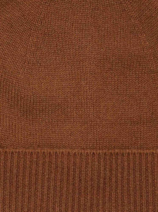 💕 Zwillingsherz Mütze "Ribbon Edge Beanie" 100 % Kaschmir Cognac