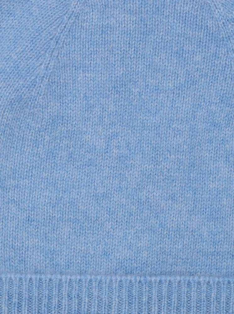 💕 Zwillingsherz Mütze "Ribbon Edge Beanie" 100 % Kaschmir Hellblau
