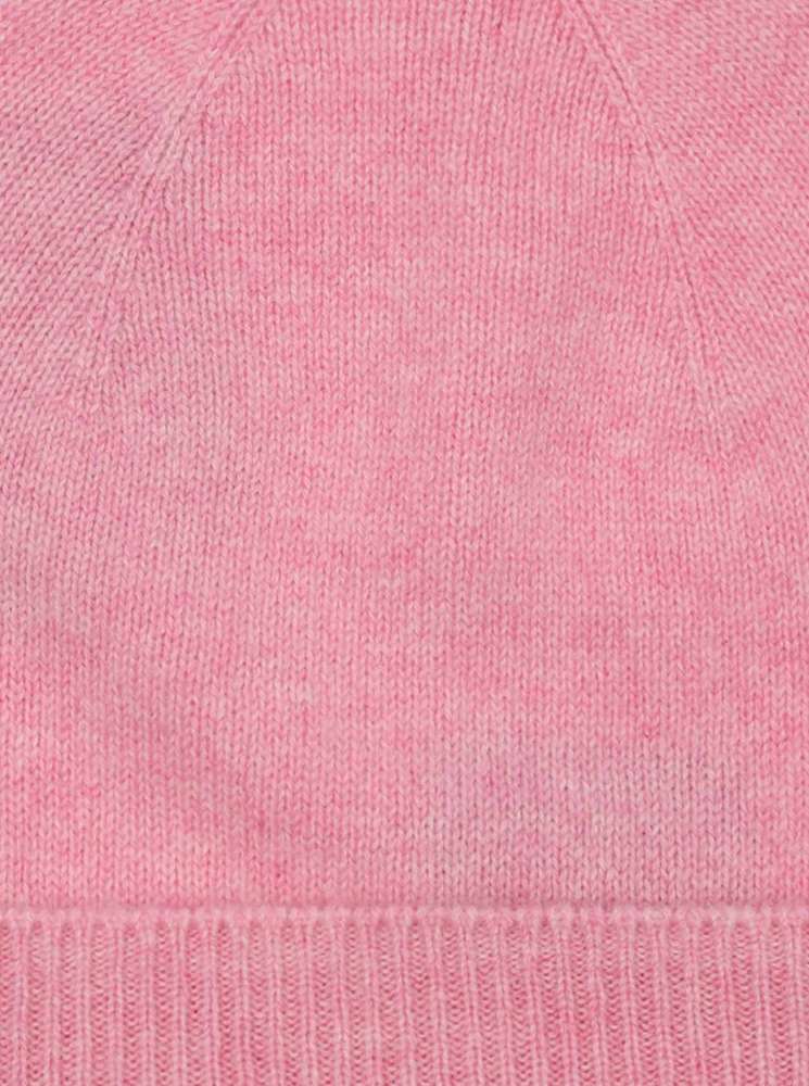💕 Zwillingsherz Mütze "Ribbon Edge Beanie" 100 % Kaschmir Melangepink
