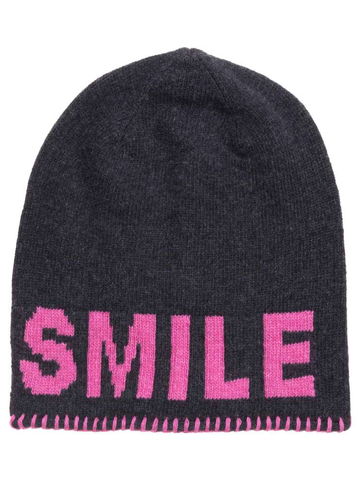 💕Zwillingsherz Mütze "Jolien" Beanie Kaschmir Wolle Viskose Anthrazit Pink