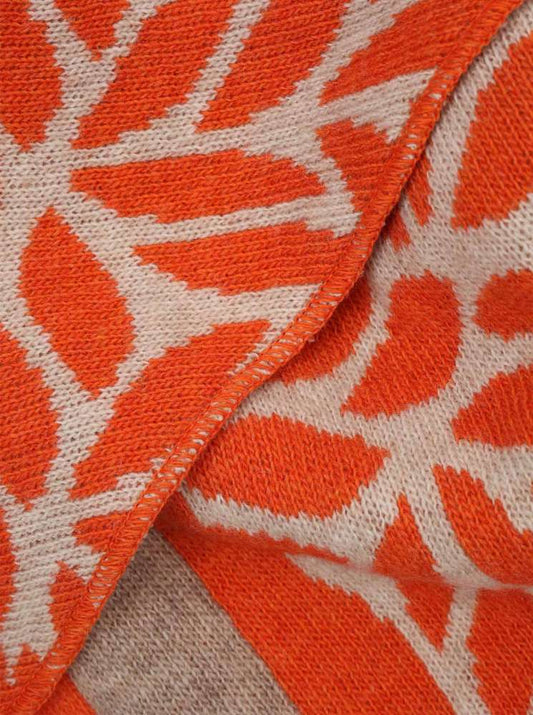 💕 Zwillingsherz Dreieckstuch "Winterwald" Wolle Kaschmir Beige-Orange