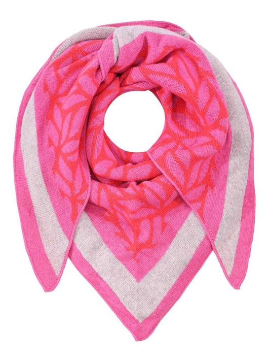 💕 Zwillingsherz Dreieckstuch "Winterwald" Wolle Kaschmir Coralle Pink