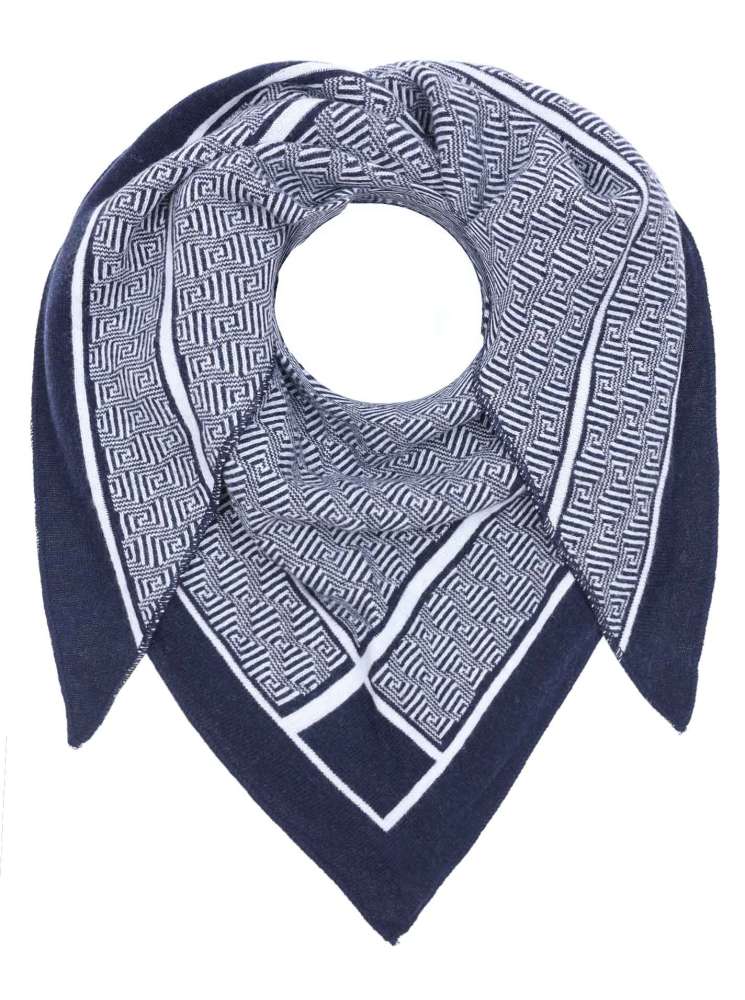 💕 Zwillingsherz Dreieckstuch "Labyrinth Story" mit Kaschmir Navy