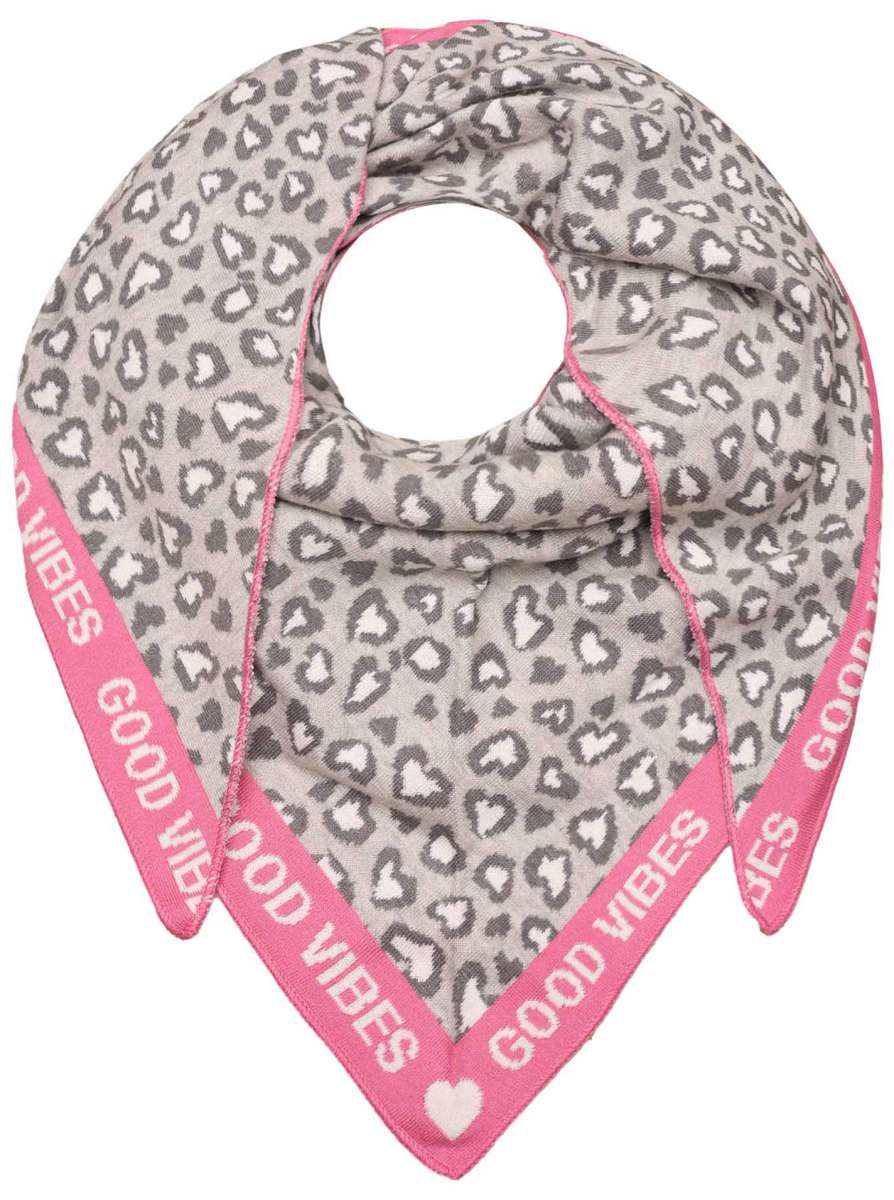 💕 Zwillingsherz Dreieckstuch "Leo Vibes" Baumwolle Hellgrau Pink
