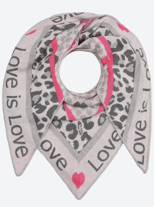 💕 Zwillingsherz Dreieckstuch "Love is love" Baumwolle Grau Pink