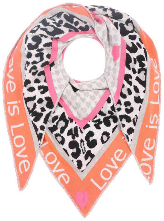 💕 Zwillingsherz Dreieckstuch "Love is Love" Baumwolle Orange Grau