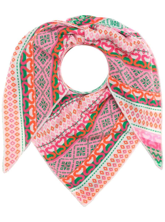 💕 Zwillingsherz Dreieckstuch "Maralda" Baumwolle Grün Pink Orange