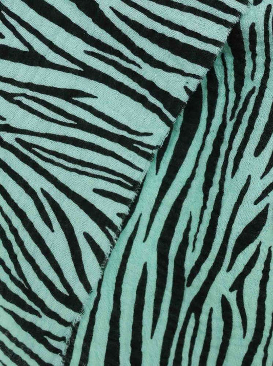 💕 Zwillingsherz Dreieckstuch Musselin Zebra "Orlanda" Türkis