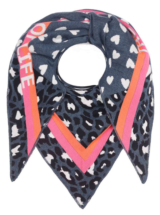 💕 Zwillingsherz Dreieckstuch "Wild Side of Life" Baumwolle Blau
