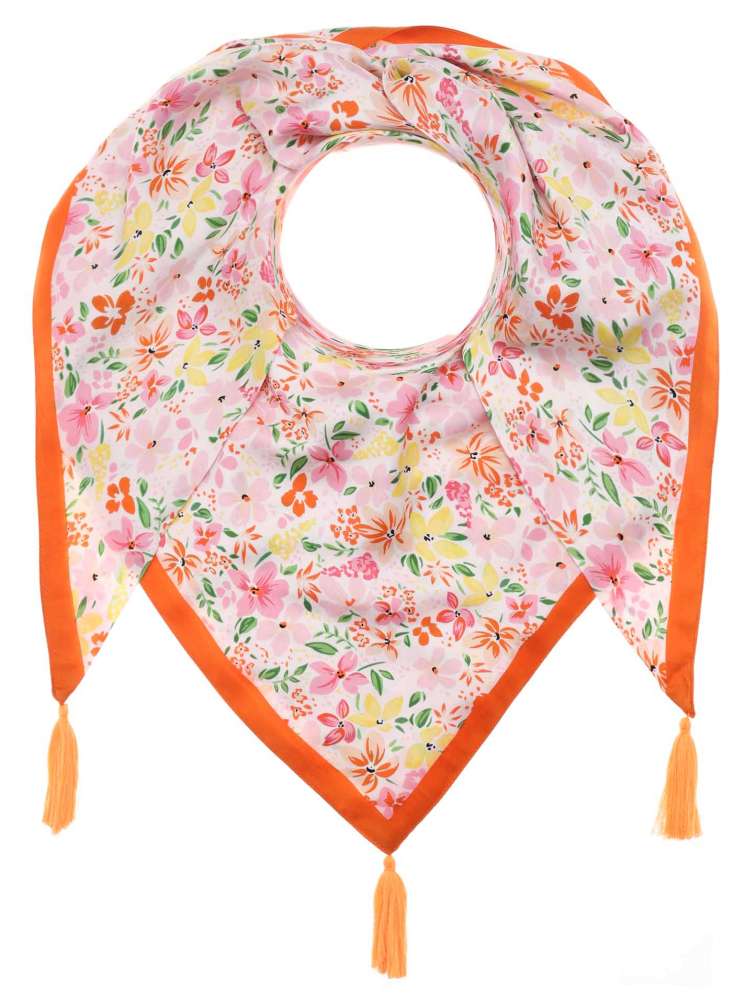 💕 Zwillingsherz Dreieckstuch "Camellia" Bambus Orange