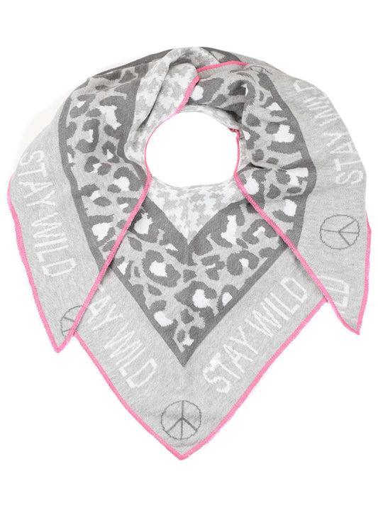 💕 Zwillingsherz Dreieckstuch "Stay Wild" Baumwolle Grau