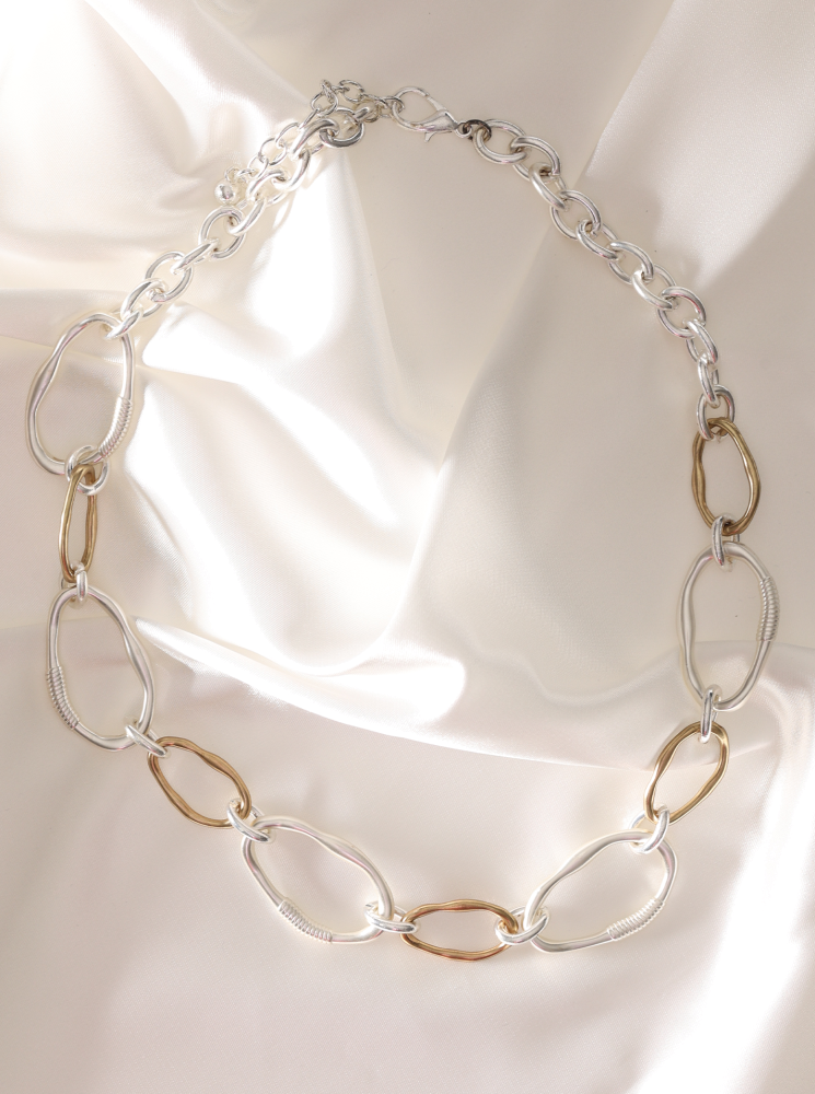 Kette "Ringsherum" Gliederkette Silber Gold