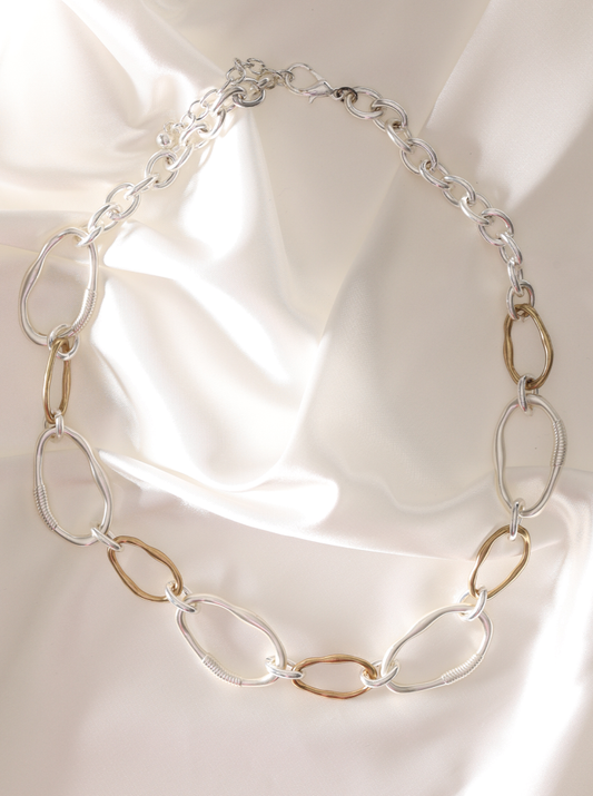 Kette "Ringsherum" Gliederkette Silber Gold