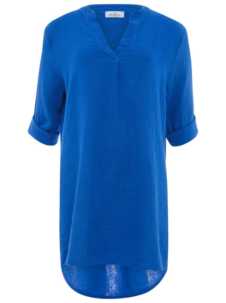 đź’• Zwillingsherz Tunika Bluse Musselin "Rom" Royalblau