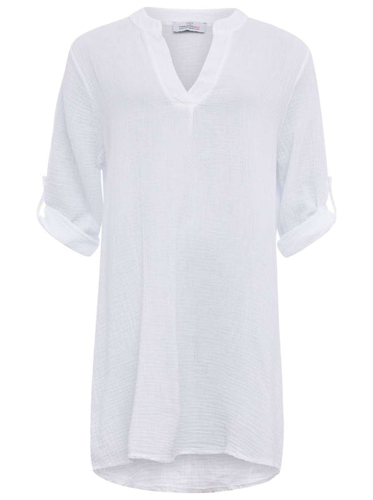 💕 Zwillingsherz Tunika Bluse Musselin "Rom" Weiß