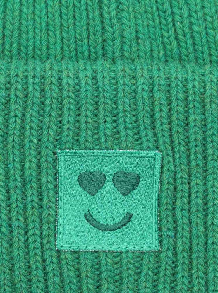 💕 Zwillingsherz Mütze "Happy Heart" Grün Wolle