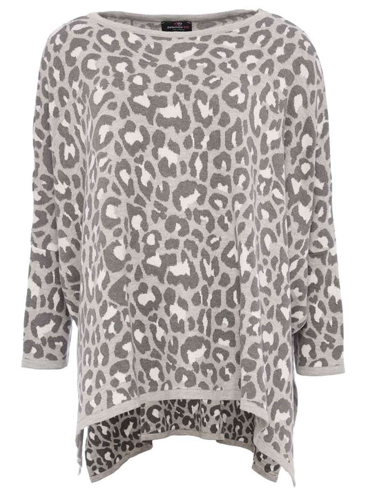 💕 Zwillingsherz Poncho Pullover Pulli "Lyon" Baumwolle Grau