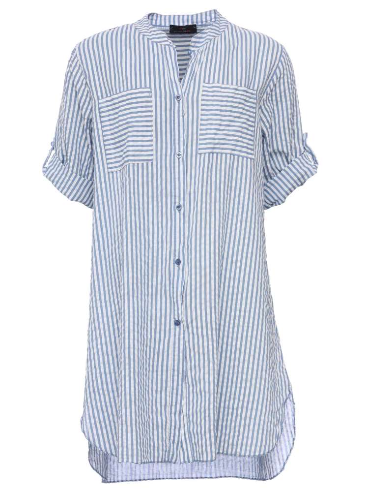 đź’• Zwillingsherz Kleid Hemdblusenkleid "Kida" Longbluse Blau Streifen