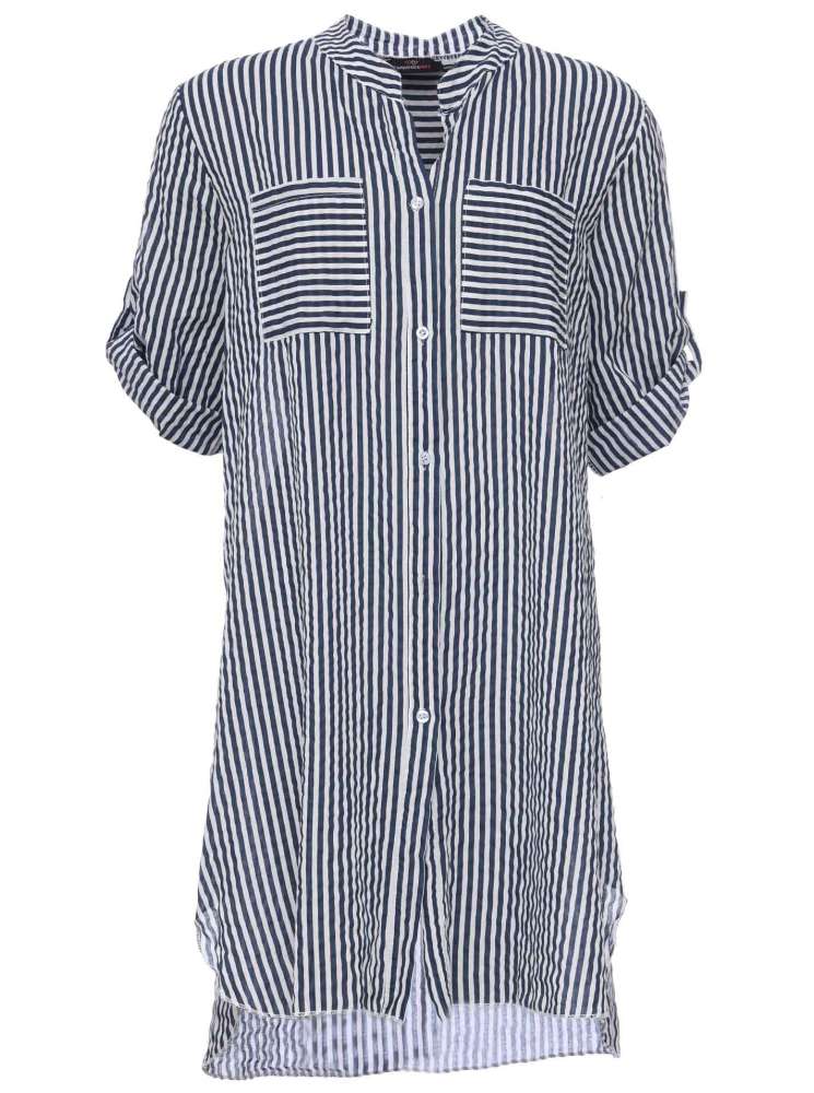💕 Zwillingsherz Kleid Hemdblusenkleid "Kida" Longbluse Navy Streifen