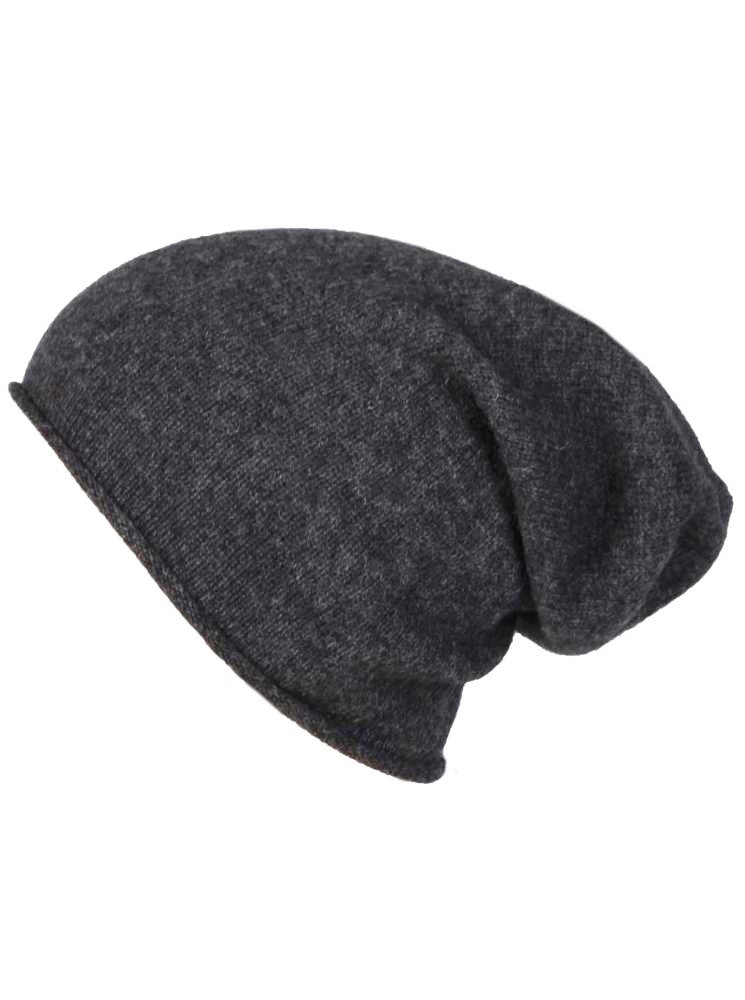 💕 Zwillingsherz Mütze Beanie 100 % Kaschmir Anthrazit