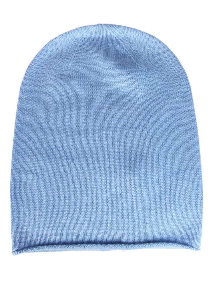 💕 Zwillingsherz Mütze Beanie 100 % Kaschmir Hellblau
