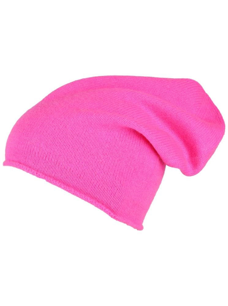 💕 Zwillingsherz Mütze Beanie 100 % Kaschmir Neonpink