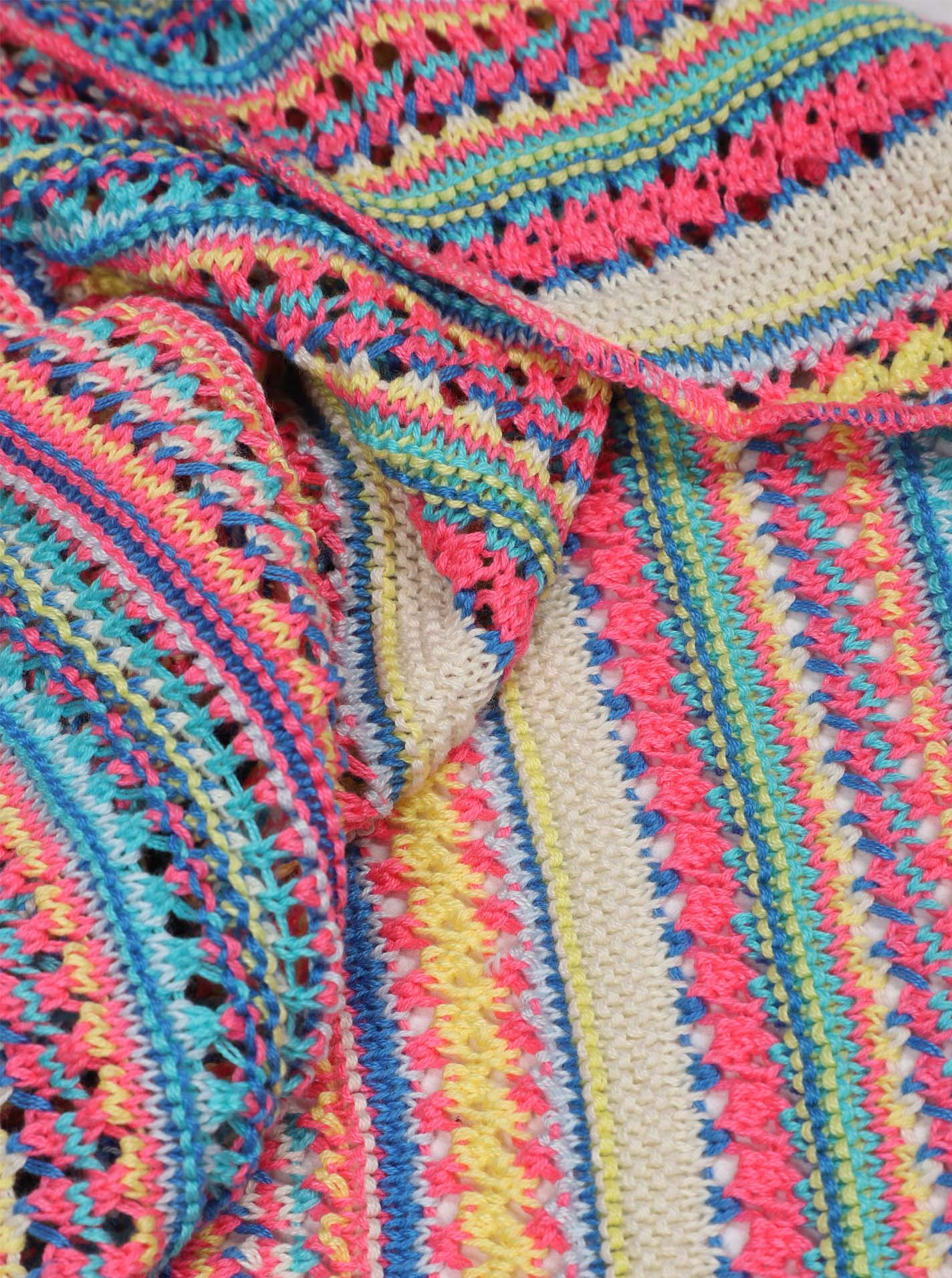 💕 Zwillingsherz Dreieckstuch "Hippie" Häkeloptik Bunt