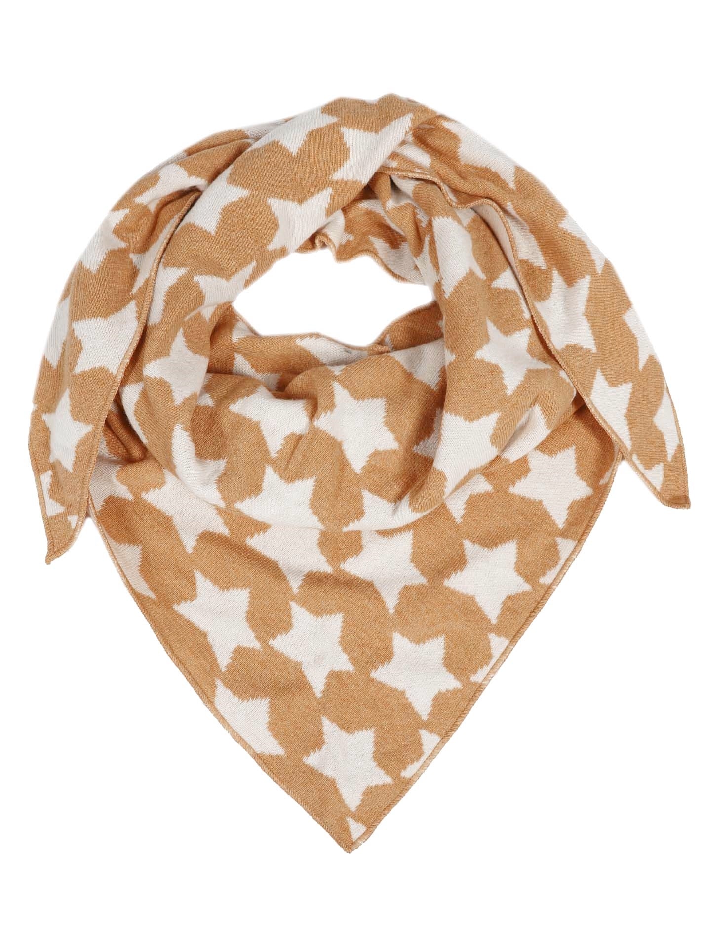 Zwillingsherz Dreieckstuch "Kingsley" Wolle Kaschmir Stern Sterne Star Caramel